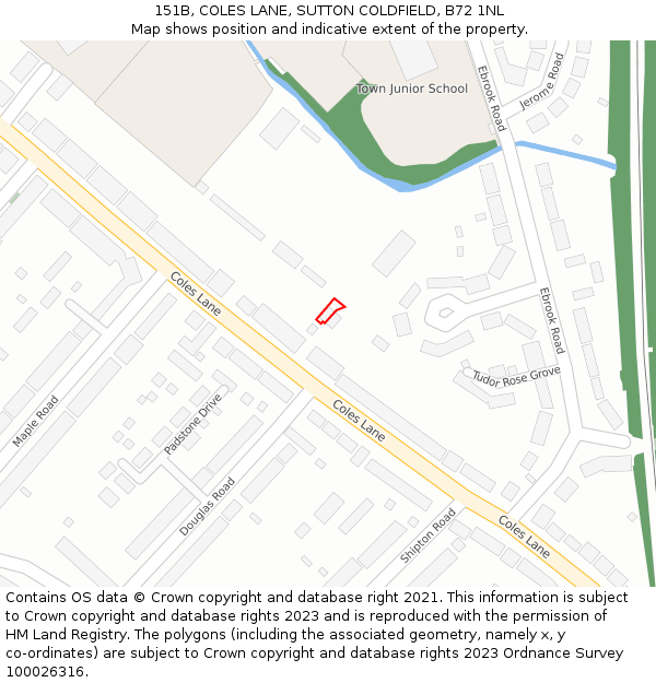 151B, COLES LANE, SUTTON COLDFIELD, B72 1NL: Location map and indicative extent of plot