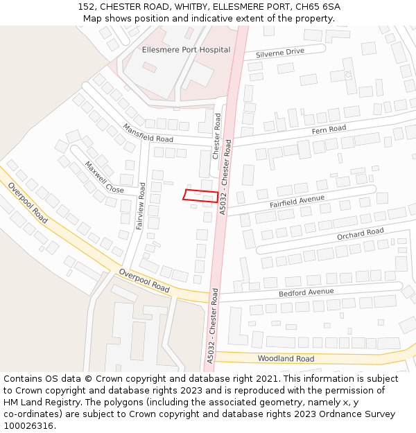 152, CHESTER ROAD, WHITBY, ELLESMERE PORT, CH65 6SA: Location map and indicative extent of plot