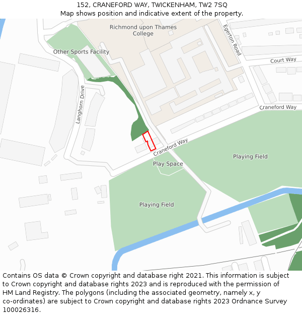 152, CRANEFORD WAY, TWICKENHAM, TW2 7SQ: Location map and indicative extent of plot