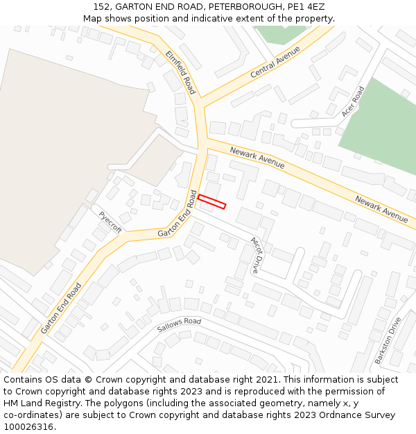 152, GARTON END ROAD, PETERBOROUGH, PE1 4EZ: Location map and indicative extent of plot