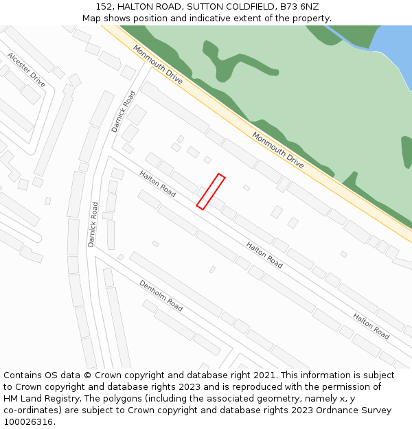 152, HALTON ROAD, SUTTON COLDFIELD, B73 6NZ: Location map and indicative extent of plot