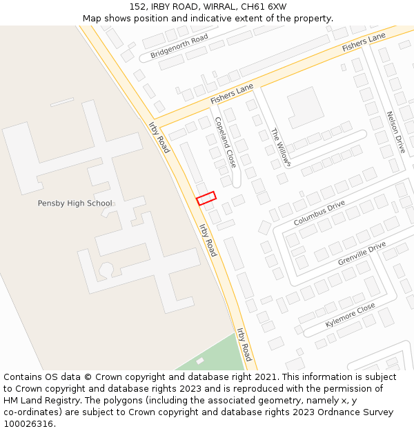 152, IRBY ROAD, WIRRAL, CH61 6XW: Location map and indicative extent of plot