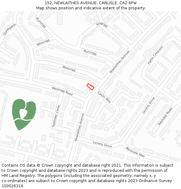 152, NEWLAITHES AVENUE, CARLISLE, CA2 6PW: Location map and indicative extent of plot