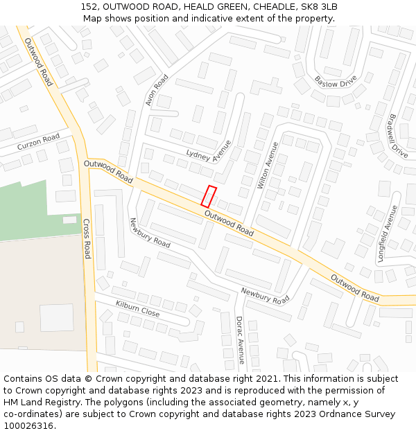 152, OUTWOOD ROAD, HEALD GREEN, CHEADLE, SK8 3LB: Location map and indicative extent of plot