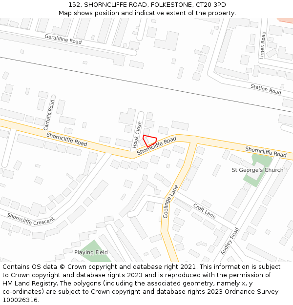 152, SHORNCLIFFE ROAD, FOLKESTONE, CT20 3PD: Location map and indicative extent of plot