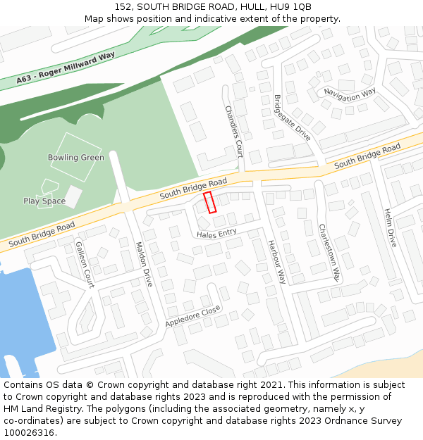 152, SOUTH BRIDGE ROAD, HULL, HU9 1QB: Location map and indicative extent of plot