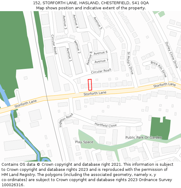 152, STORFORTH LANE, HASLAND, CHESTERFIELD, S41 0QA: Location map and indicative extent of plot