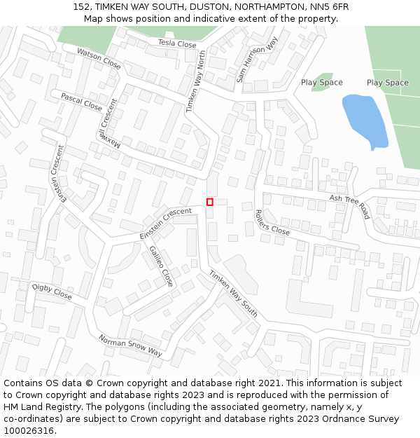 152, TIMKEN WAY SOUTH, DUSTON, NORTHAMPTON, NN5 6FR: Location map and indicative extent of plot