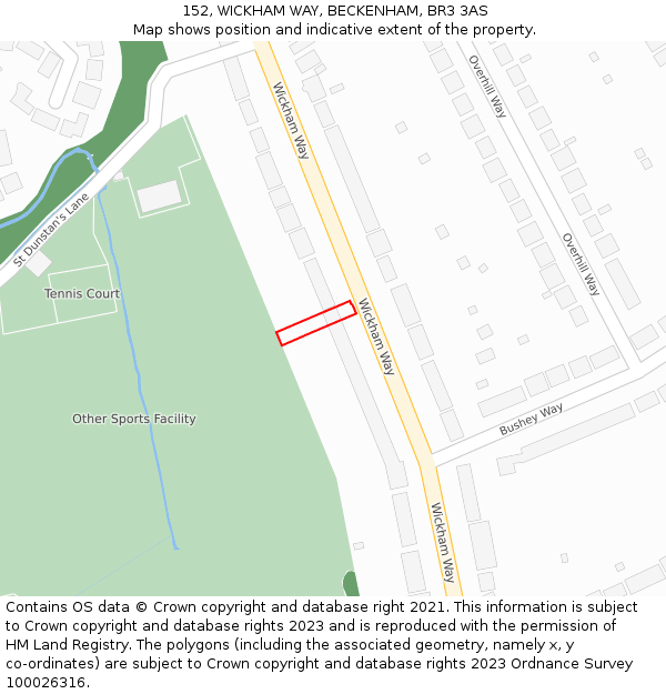 152, WICKHAM WAY, BECKENHAM, BR3 3AS: Location map and indicative extent of plot