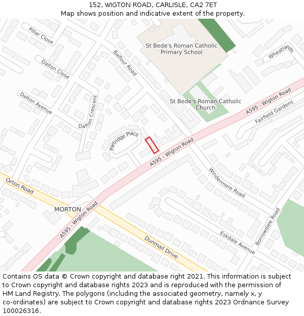 152, WIGTON ROAD, CARLISLE, CA2 7ET: Location map and indicative extent of plot