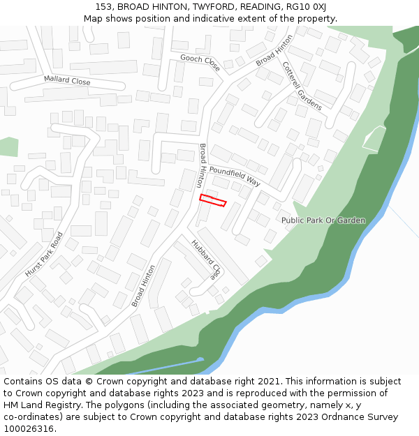 153, BROAD HINTON, TWYFORD, READING, RG10 0XJ: Location map and indicative extent of plot