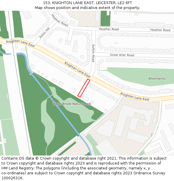 153, KNIGHTON LANE EAST, LEICESTER, LE2 6FT: Location map and indicative extent of plot