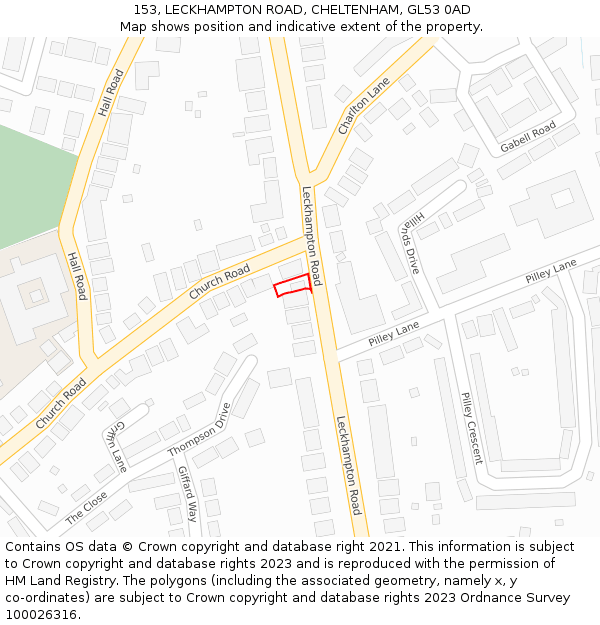 153, LECKHAMPTON ROAD, CHELTENHAM, GL53 0AD: Location map and indicative extent of plot