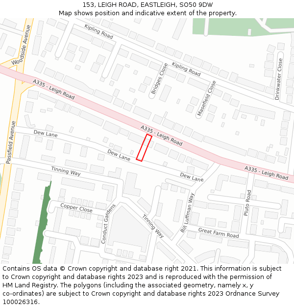 153, LEIGH ROAD, EASTLEIGH, SO50 9DW: Location map and indicative extent of plot