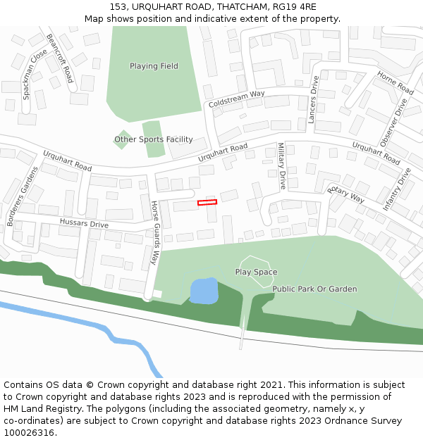 153, URQUHART ROAD, THATCHAM, RG19 4RE: Location map and indicative extent of plot