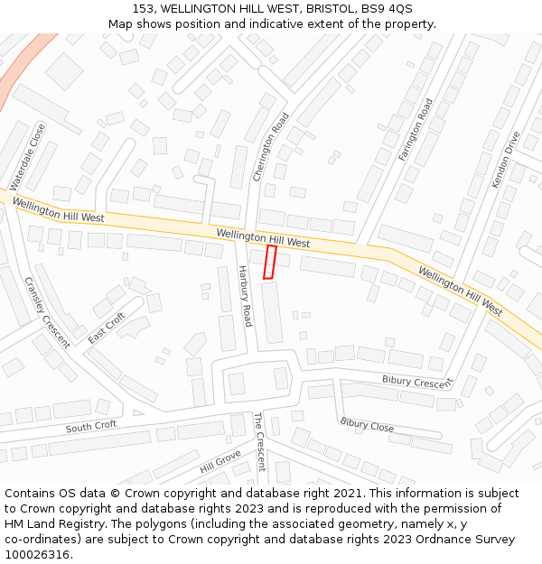 153, WELLINGTON HILL WEST, BRISTOL, BS9 4QS: Location map and indicative extent of plot