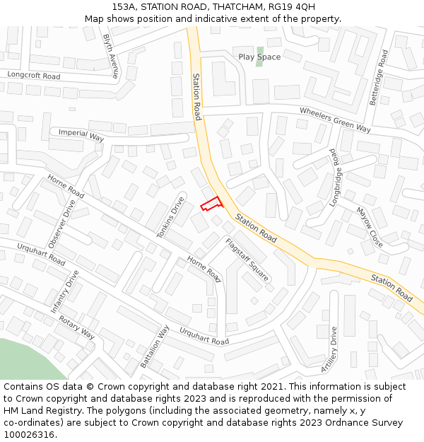 153A, STATION ROAD, THATCHAM, RG19 4QH: Location map and indicative extent of plot