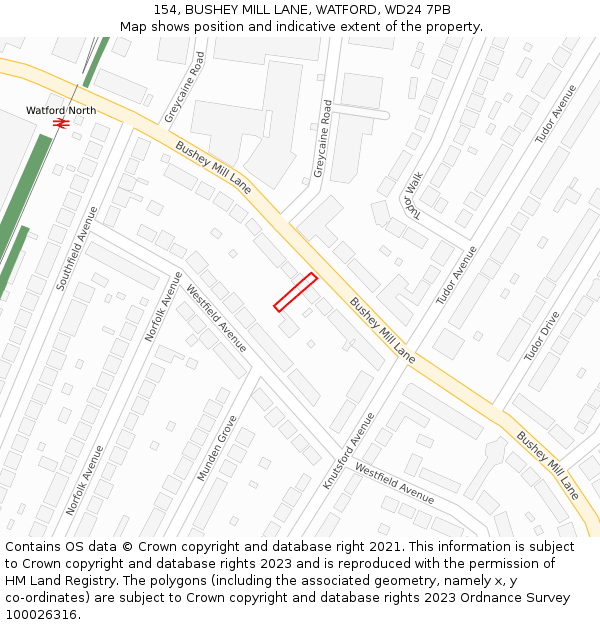 154, BUSHEY MILL LANE, WATFORD, WD24 7PB: Location map and indicative extent of plot