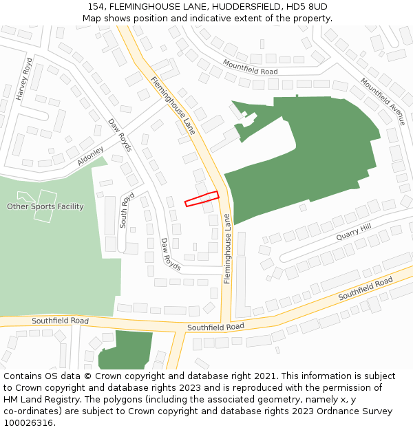 154, FLEMINGHOUSE LANE, HUDDERSFIELD, HD5 8UD: Location map and indicative extent of plot