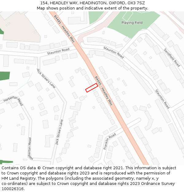 154, HEADLEY WAY, HEADINGTON, OXFORD, OX3 7SZ: Location map and indicative extent of plot