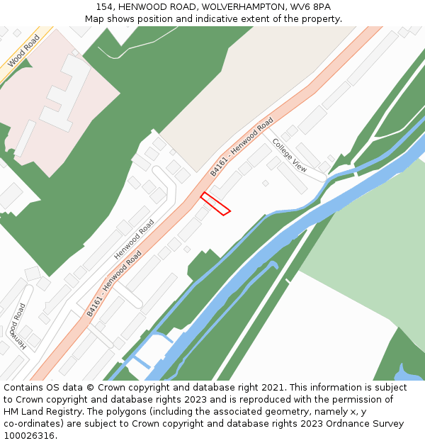 154, HENWOOD ROAD, WOLVERHAMPTON, WV6 8PA: Location map and indicative extent of plot