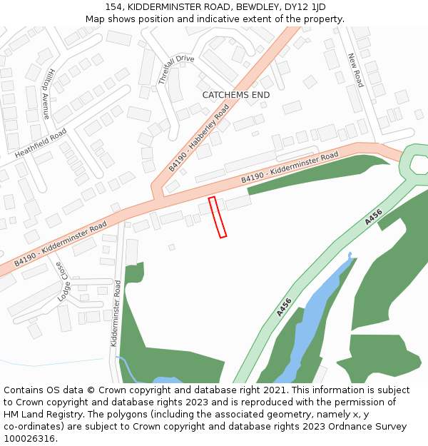 154, KIDDERMINSTER ROAD, BEWDLEY, DY12 1JD: Location map and indicative extent of plot