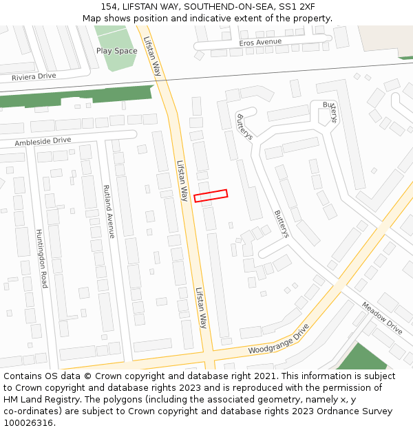 154, LIFSTAN WAY, SOUTHEND-ON-SEA, SS1 2XF: Location map and indicative extent of plot