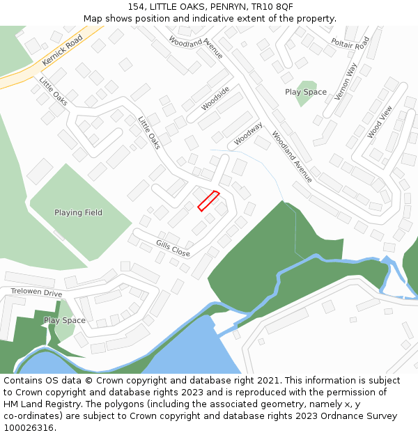 154, LITTLE OAKS, PENRYN, TR10 8QF: Location map and indicative extent of plot