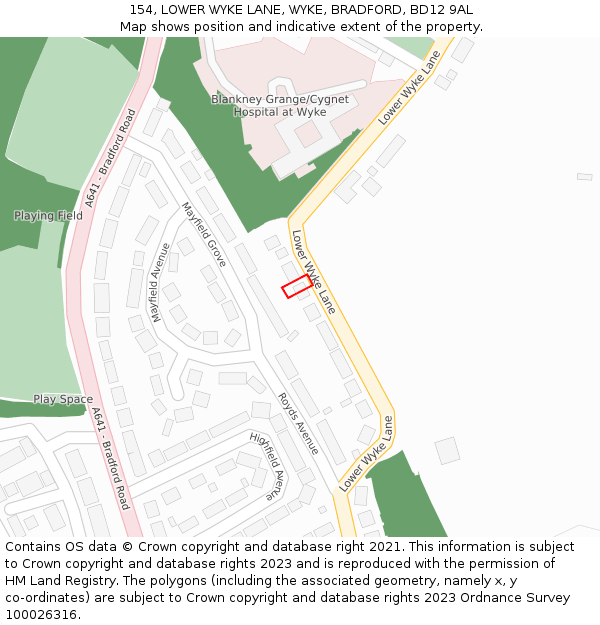 154, LOWER WYKE LANE, WYKE, BRADFORD, BD12 9AL: Location map and indicative extent of plot