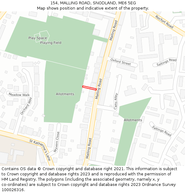 154, MALLING ROAD, SNODLAND, ME6 5EG: Location map and indicative extent of plot