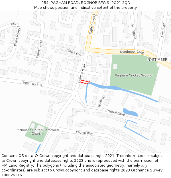 154, PAGHAM ROAD, BOGNOR REGIS, PO21 3QD: Location map and indicative extent of plot