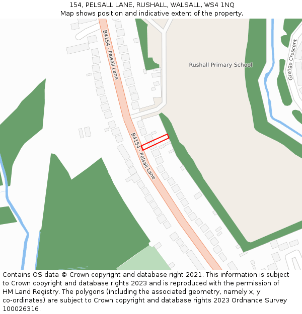 154, PELSALL LANE, RUSHALL, WALSALL, WS4 1NQ: Location map and indicative extent of plot