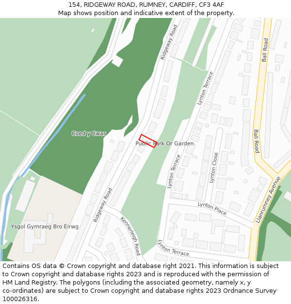 154, RIDGEWAY ROAD, RUMNEY, CARDIFF, CF3 4AF: Location map and indicative extent of plot