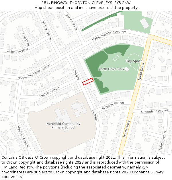 154, RINGWAY, THORNTON-CLEVELEYS, FY5 2NW: Location map and indicative extent of plot