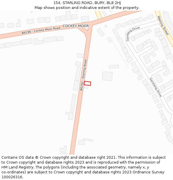 154, STARLING ROAD, BURY, BL8 2HJ: Location map and indicative extent of plot