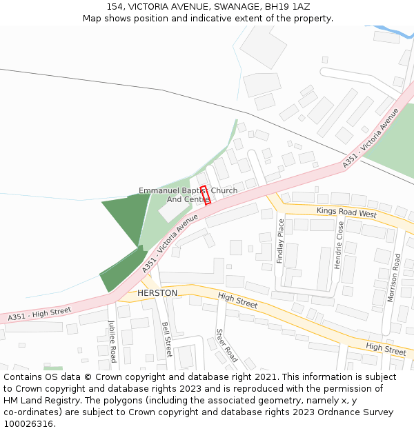 154, VICTORIA AVENUE, SWANAGE, BH19 1AZ: Location map and indicative extent of plot
