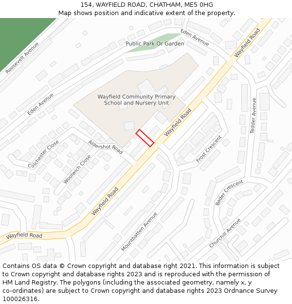 154, WAYFIELD ROAD, CHATHAM, ME5 0HG: Location map and indicative extent of plot