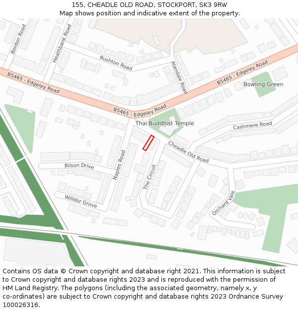 155, CHEADLE OLD ROAD, STOCKPORT, SK3 9RW: Location map and indicative extent of plot