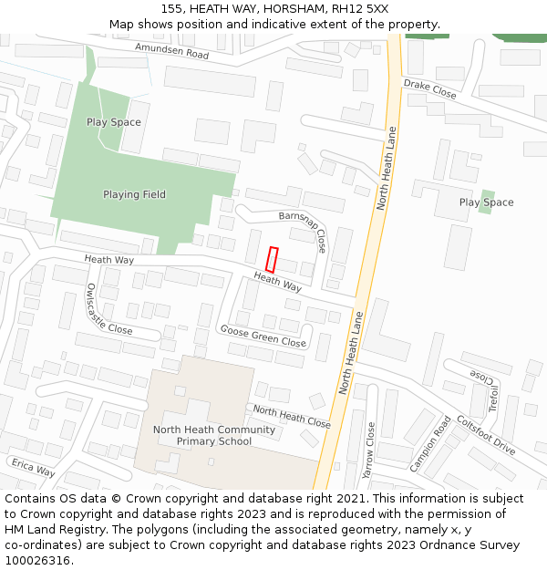 155, HEATH WAY, HORSHAM, RH12 5XX: Location map and indicative extent of plot