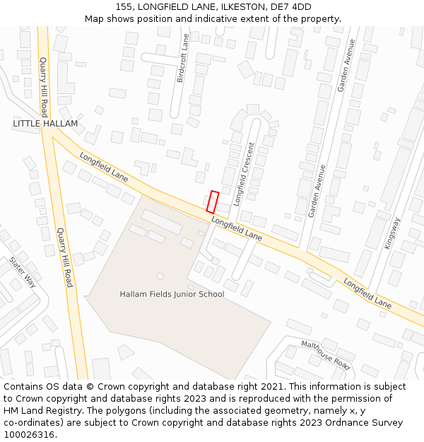 155, LONGFIELD LANE, ILKESTON, DE7 4DD: Location map and indicative extent of plot