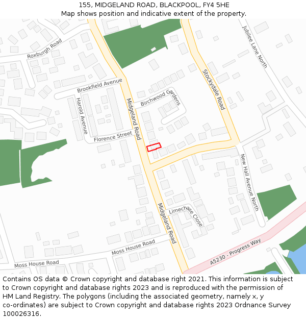 155, MIDGELAND ROAD, BLACKPOOL, FY4 5HE: Location map and indicative extent of plot