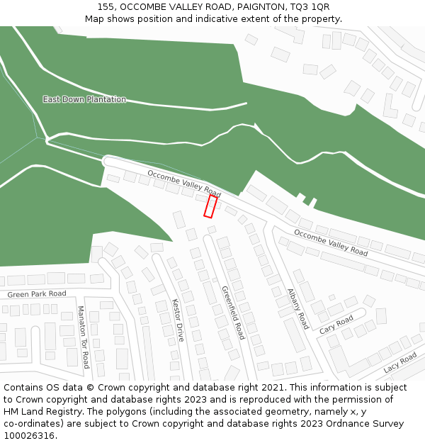 155, OCCOMBE VALLEY ROAD, PAIGNTON, TQ3 1QR: Location map and indicative extent of plot