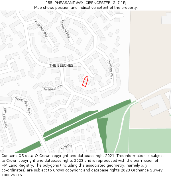 155, PHEASANT WAY, CIRENCESTER, GL7 1BJ: Location map and indicative extent of plot