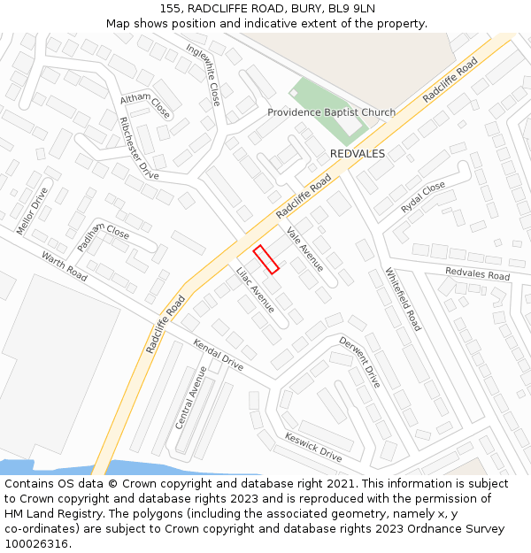 155, RADCLIFFE ROAD, BURY, BL9 9LN: Location map and indicative extent of plot