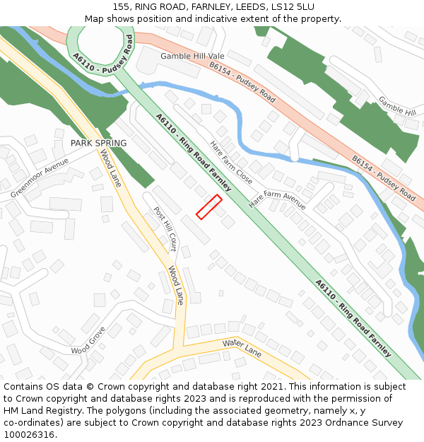 155, RING ROAD, FARNLEY, LEEDS, LS12 5LU: Location map and indicative extent of plot