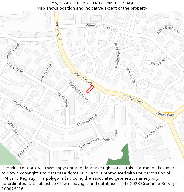 155, STATION ROAD, THATCHAM, RG19 4QH: Location map and indicative extent of plot