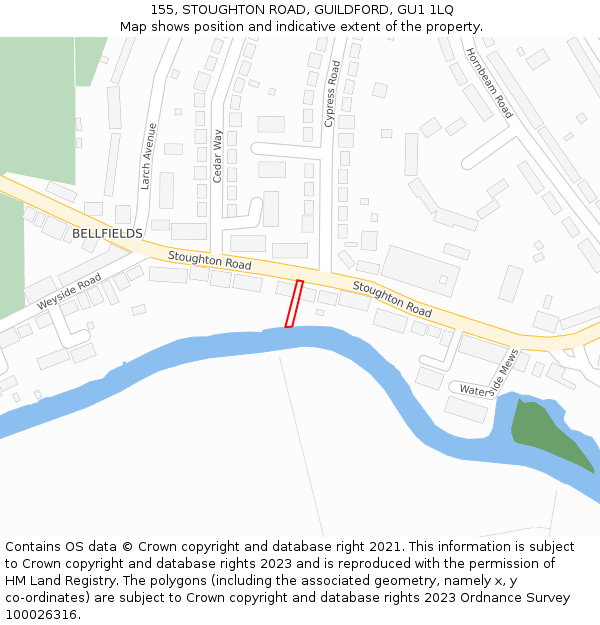 155, STOUGHTON ROAD, GUILDFORD, GU1 1LQ: Location map and indicative extent of plot