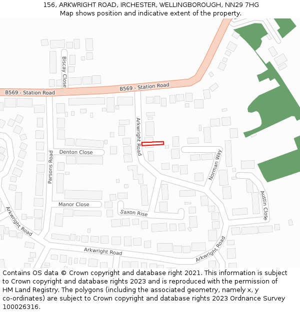156, ARKWRIGHT ROAD, IRCHESTER, WELLINGBOROUGH, NN29 7HG: Location map and indicative extent of plot