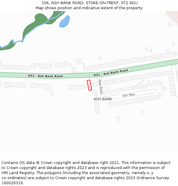 156, ASH BANK ROAD, STOKE-ON-TRENT, ST2 9DU: Location map and indicative extent of plot