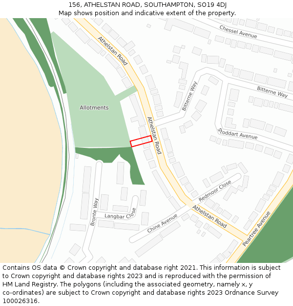 156, ATHELSTAN ROAD, SOUTHAMPTON, SO19 4DJ: Location map and indicative extent of plot